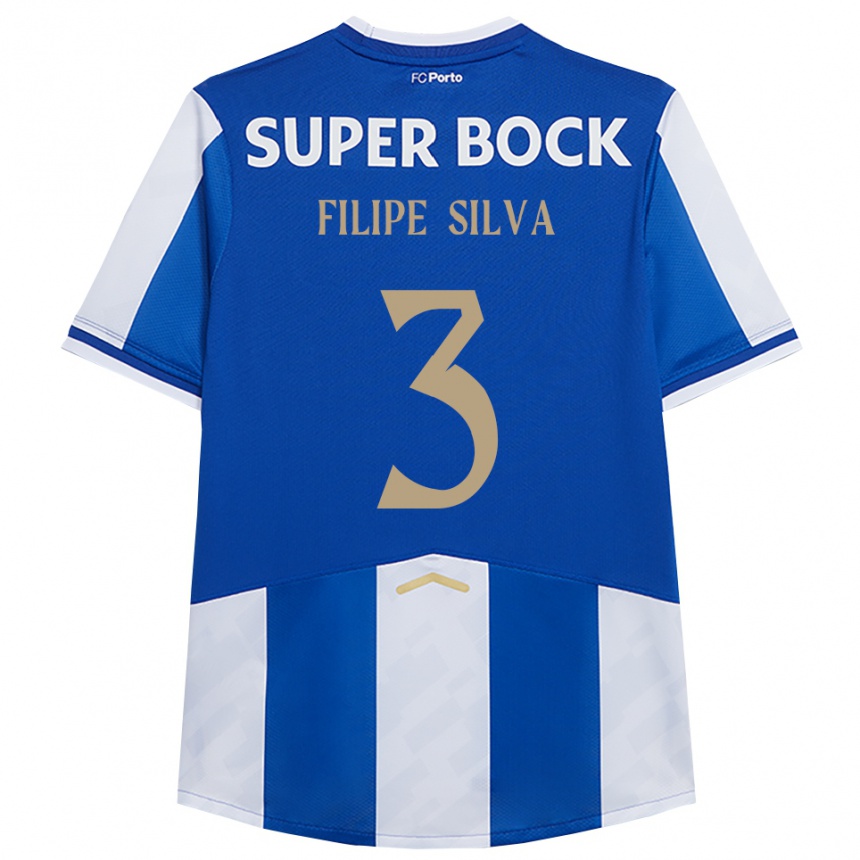 ילדים כדורגל Filipe Silva #3 כחול לבן ג'רזי ביתית 2025/26