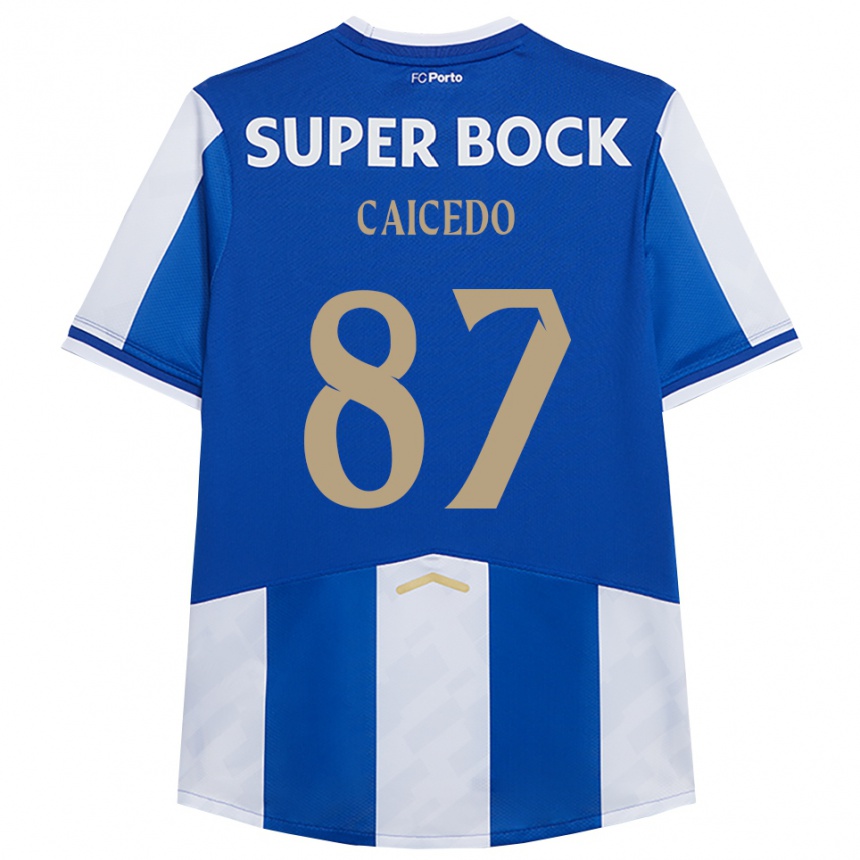 ילדים כדורגל Brayan Caicedo #87 כחול לבן ג'רזי ביתית 2025/26