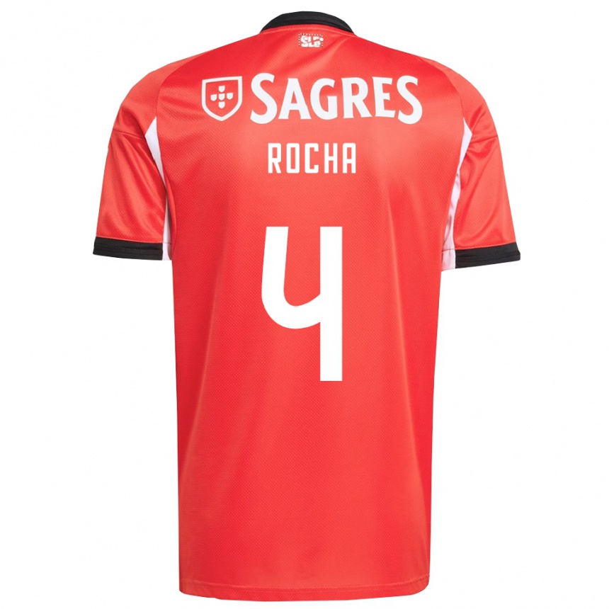 ילדים כדורגל Diogo Rocha #4 אדום לבן ג'רזי ביתית 2025/26