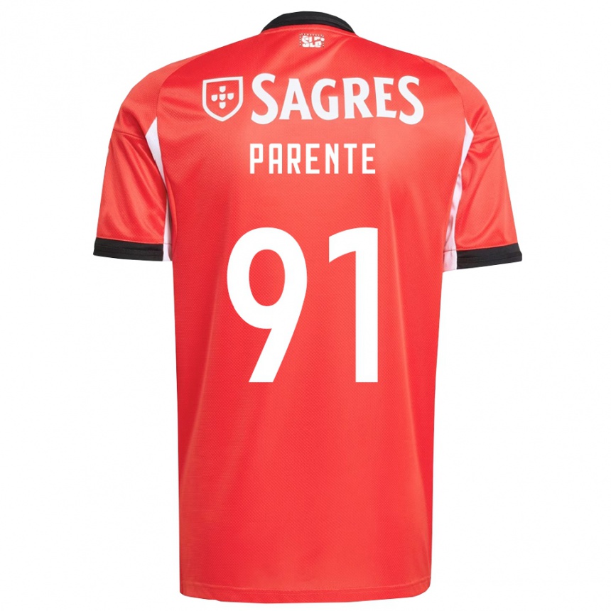 ילדים כדורגל Tiago Parente #91 אדום לבן ג'רזי ביתית 2025/26