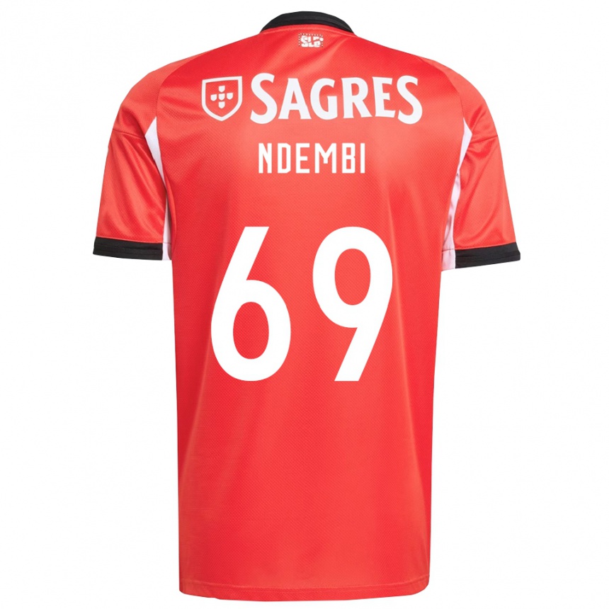 ילדים כדורגל Michée Ndembi #69 אדום לבן ג'רזי ביתית 2025/26