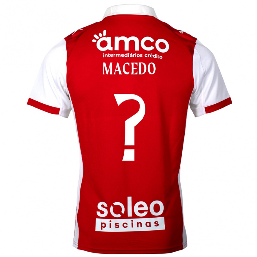 ילדים כדורגל Tiago Macedo #0 אדום לבן ג'רזי ביתית 2025/26