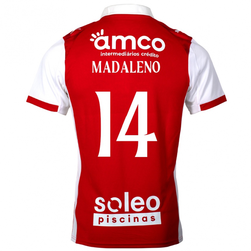 ילדים כדורגל Diogo Madaleno #14 אדום לבן ג'רזי ביתית 2025/26