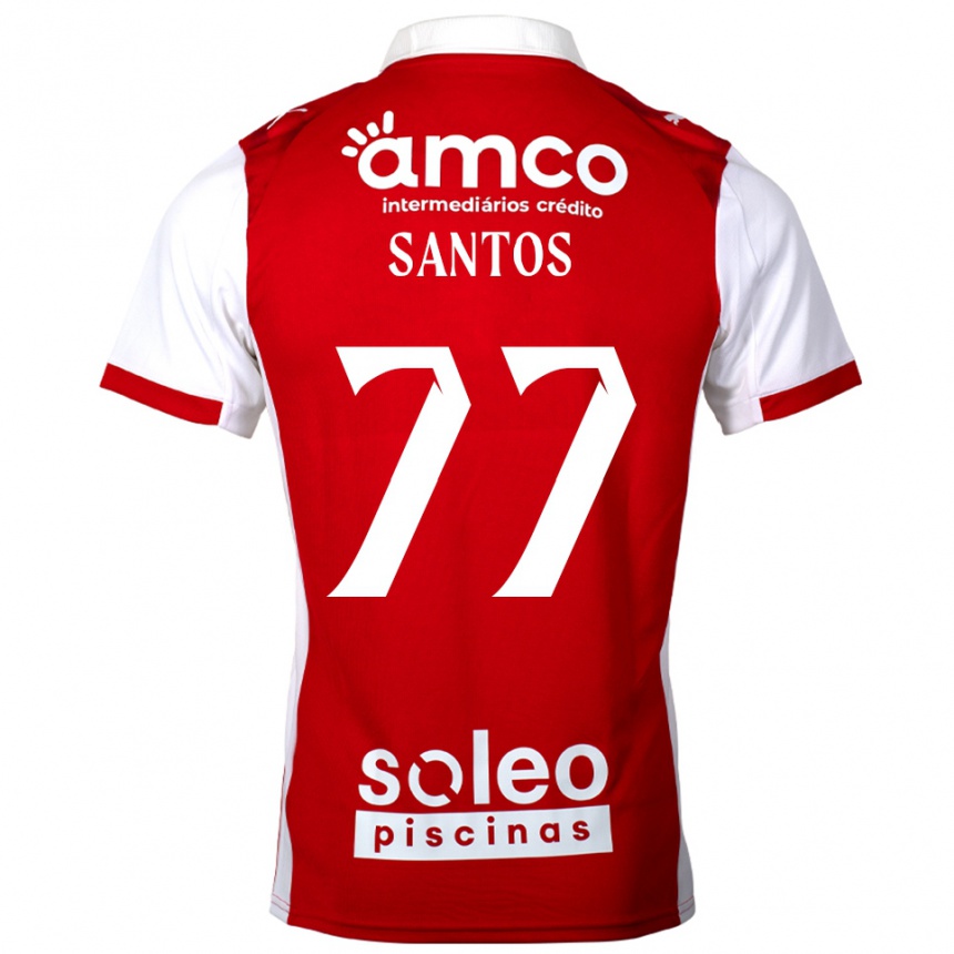 ילדים כדורגל Edu Santos #77 אדום לבן ג'רזי ביתית 2025/26