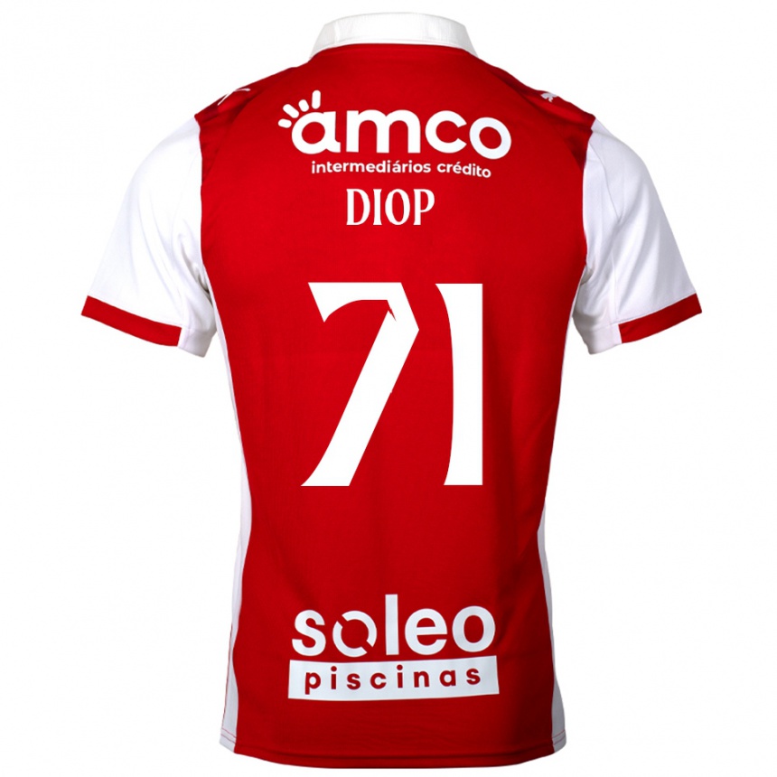 ילדים כדורגל Mamadou Diop #71 אדום לבן ג'רזי ביתית 2025/26