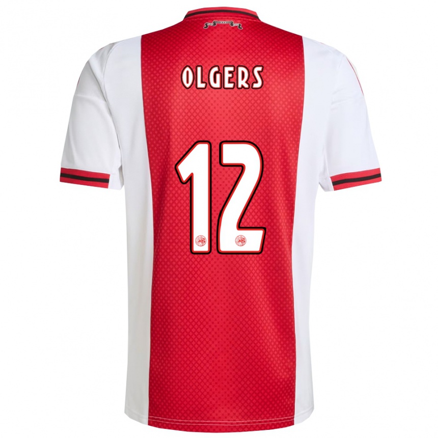 ילדים כדורגל Guus Olgers #12 אדום לבן ג'רזי ביתית 2025/26