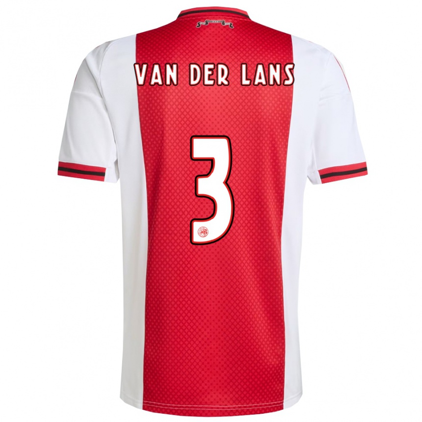 ילדים כדורגל Mylo Van Der Lans #3 אדום לבן ג'רזי ביתית 2025/26