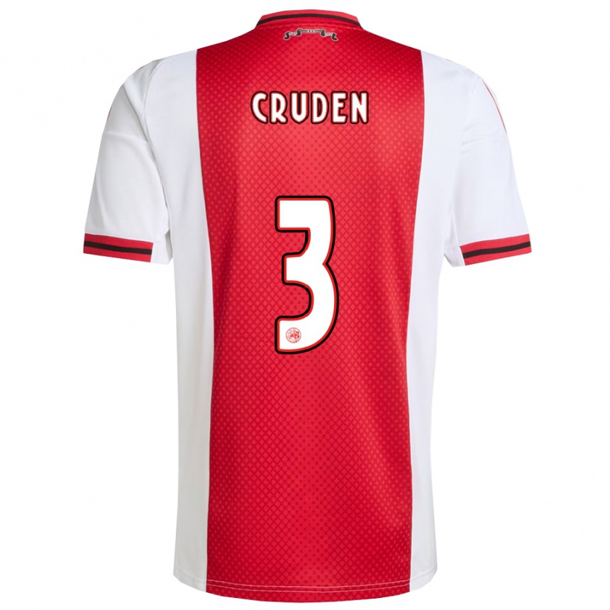 ילדים כדורגל Joeri Cruden #3 אדום לבן ג'רזי ביתית 2025/26