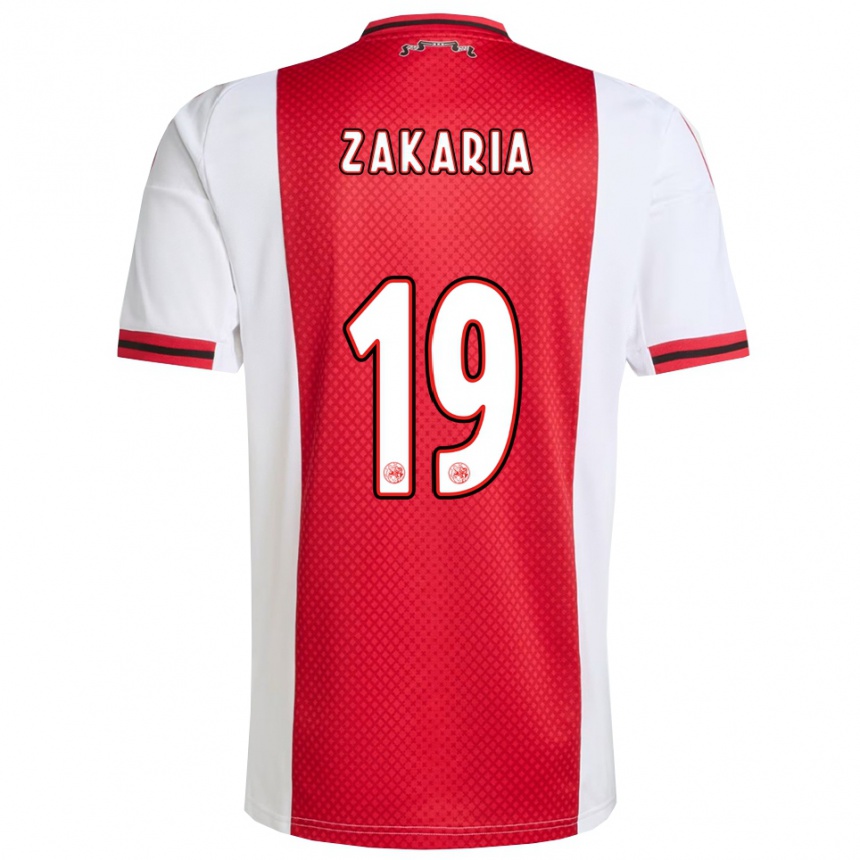 ילדים כדורגל Zakaria Ouazane #19 אדום לבן ג'רזי ביתית 2025/26