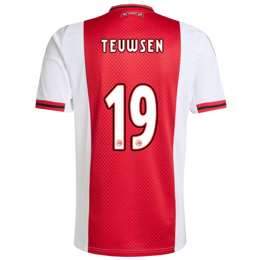 ילדים כדורגל Tyrese Teuwsen #19 אדום לבן ג'רזי ביתית 2025/26