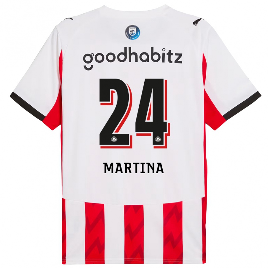 ילדים כדורגל Shijona Martina #24 אדום לבן ג'רזי ביתית 2025/26
