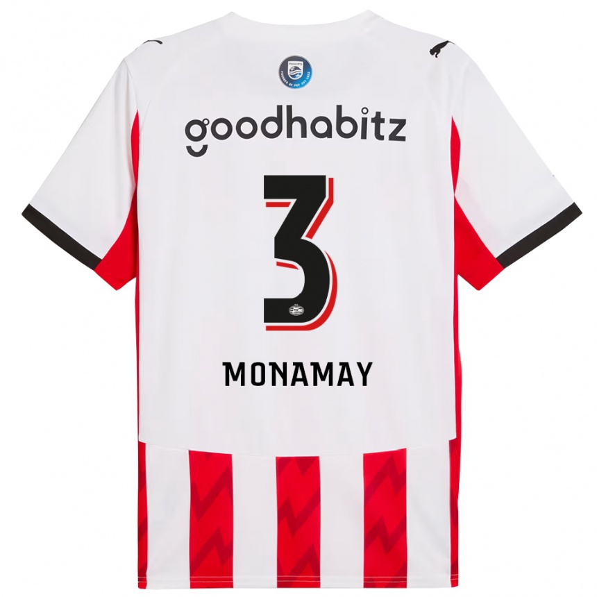 ילדים כדורגל Madi Monamay #3 אדום לבן ג'רזי ביתית 2025/26