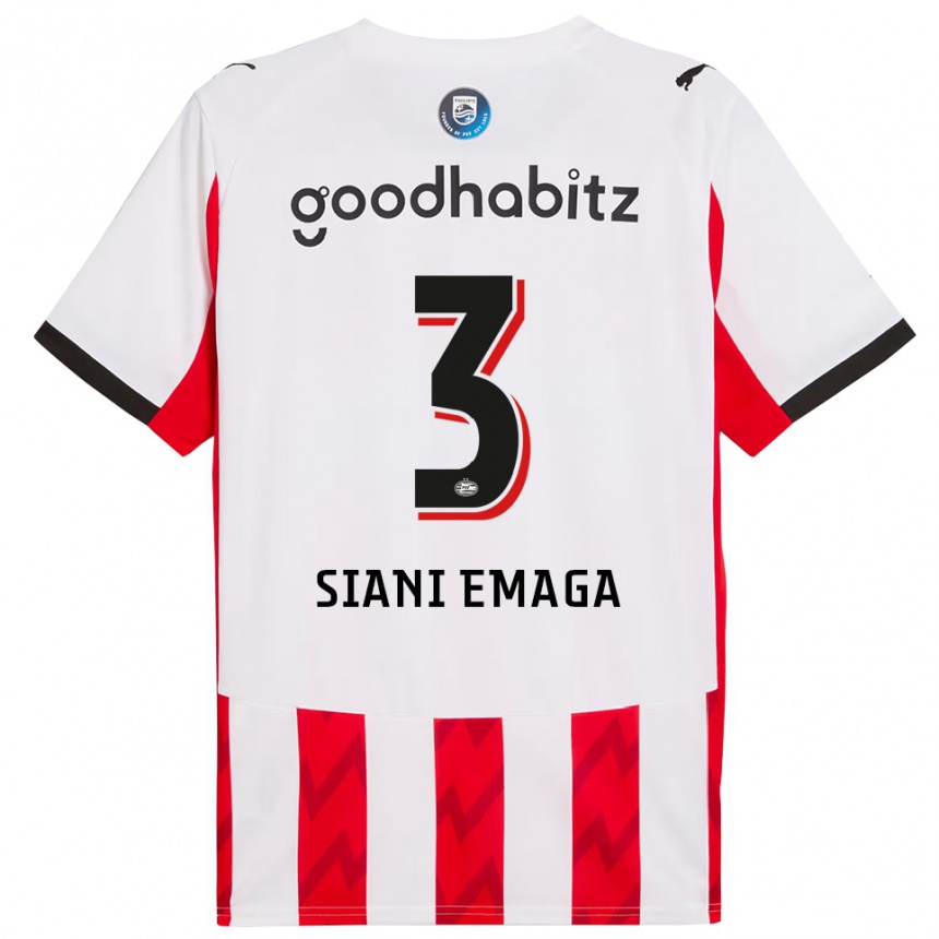ילדים כדורגל Ezechiel Siani Emaga #3 אדום לבן ג'רזי ביתית 2025/26