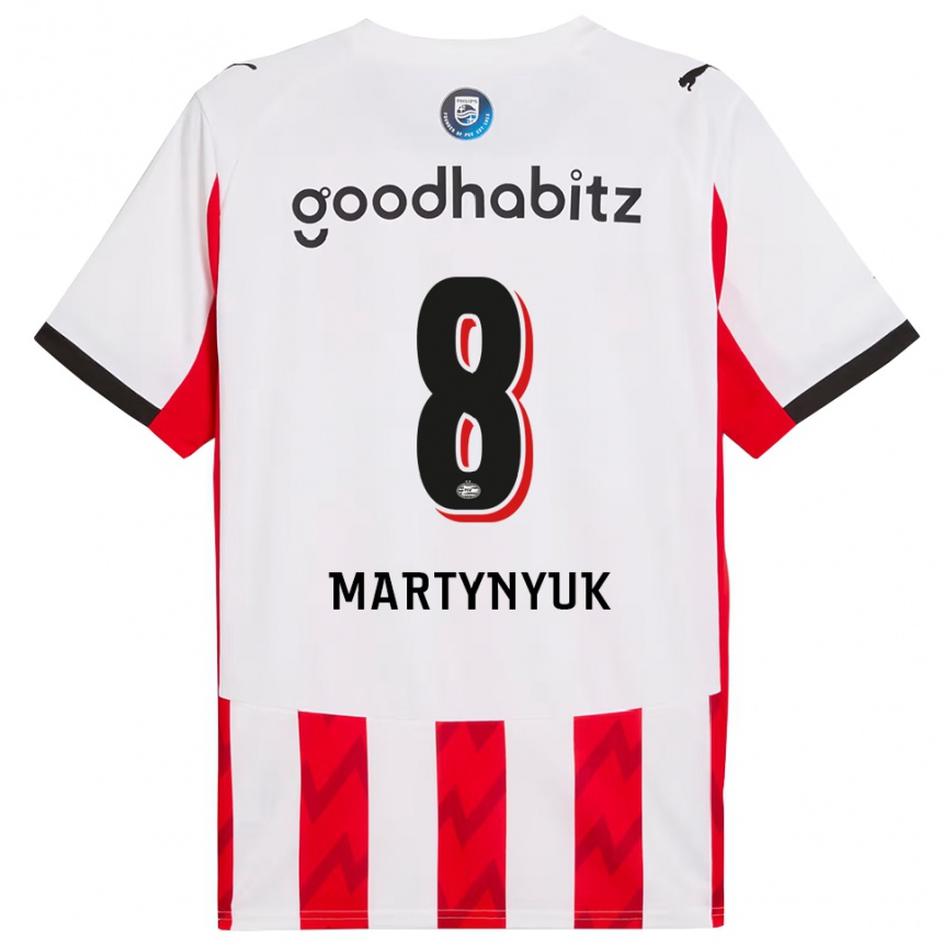 ילדים כדורגל Anton Martynyuk #8 אדום לבן ג'רזי ביתית 2025/26