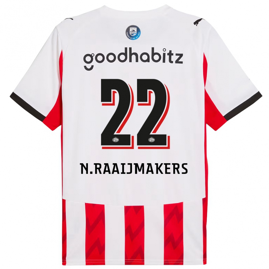 ילדים כדורגל Niels Raaijmakers #22 אדום לבן ג'רזי ביתית 2025/26