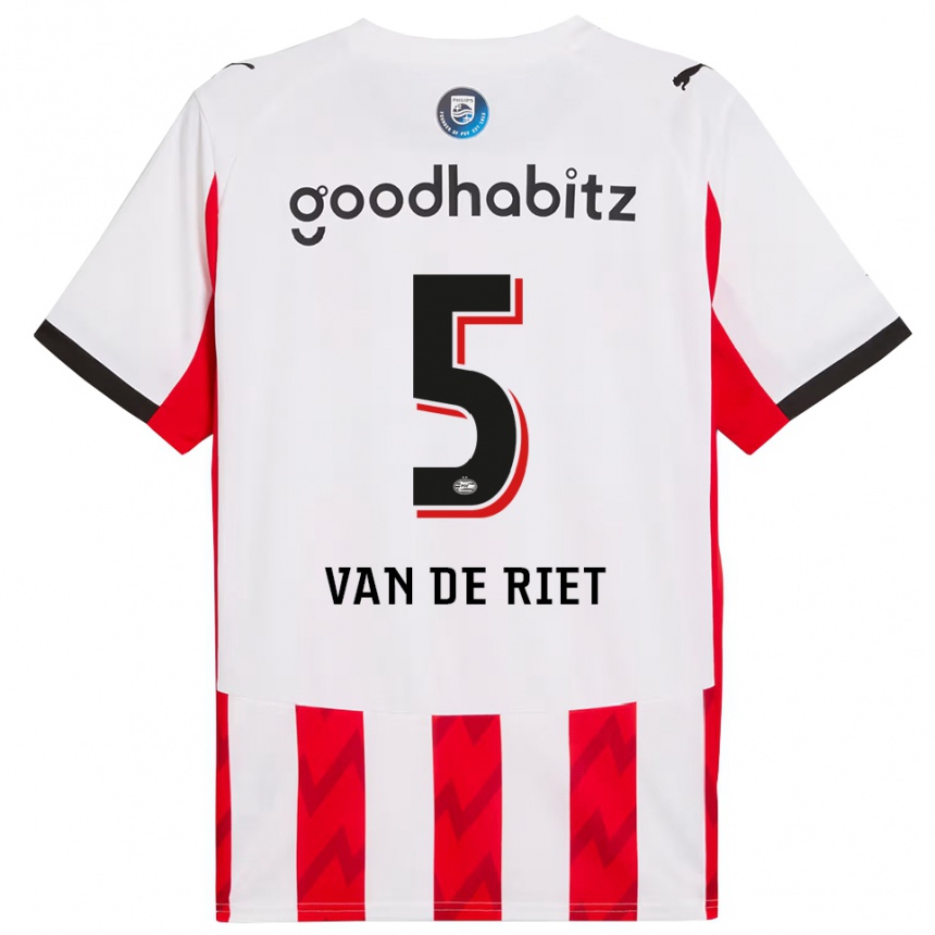 ילדים כדורגל Raf Van De Riet #5 אדום לבן ג'רזי ביתית 2025/26