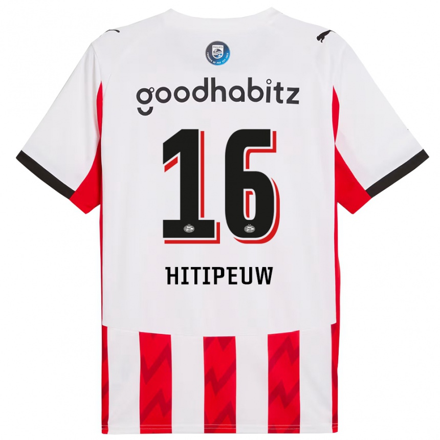ילדים כדורגל Thaliro Hitipeuw #16 אדום לבן ג'רזי ביתית 2025/26