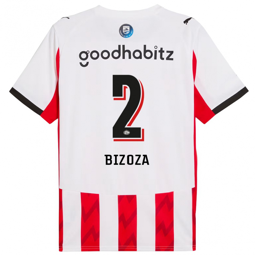 ילדים כדורגל Kevin Bizoza #2 אדום לבן ג'רזי ביתית 2025/26