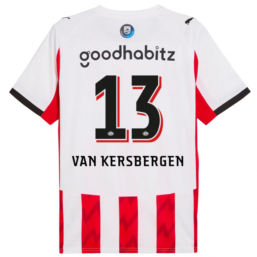 ילדים כדורגל Sander Van Kersbergen #13 אדום לבן ג'רזי ביתית 2025/26