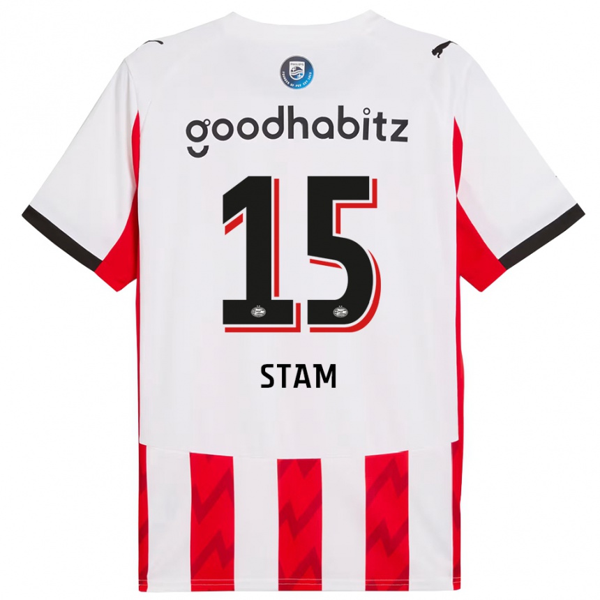 ילדים כדורגל Dyran Stam #15 אדום לבן ג'רזי ביתית 2025/26