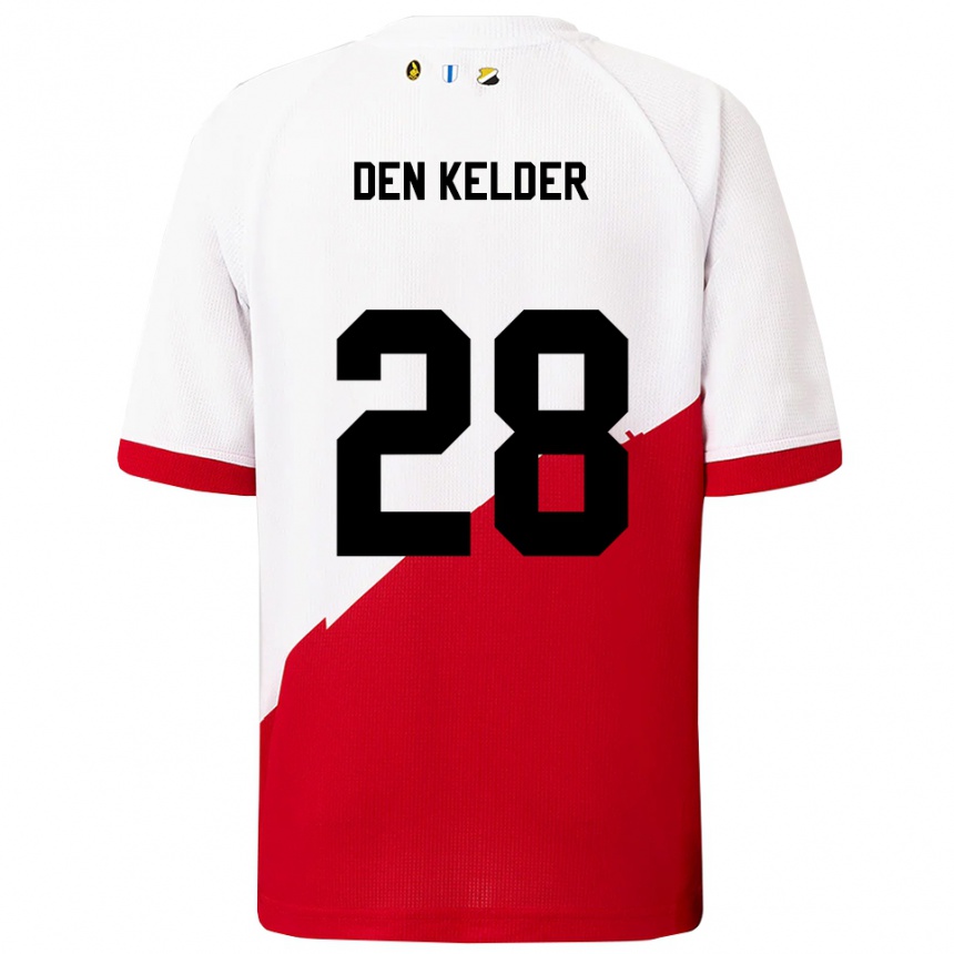 ילדים כדורגל Gera Op Den Kelder #28 לבן אדום ג'רזי ביתית 2025/26