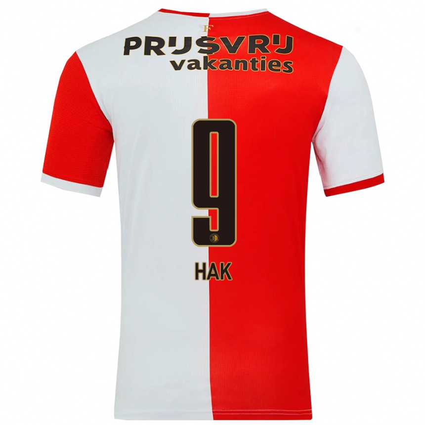 ילדים כדורגל Xavi Hak #9 אדום לבן ג'רזי ביתית 2025/26