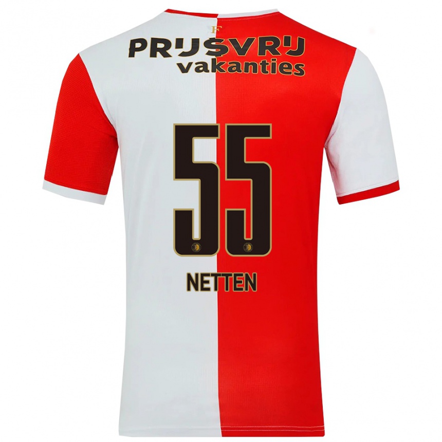 ילדים כדורגל Luc Netten #55 אדום לבן ג'רזי ביתית 2025/26