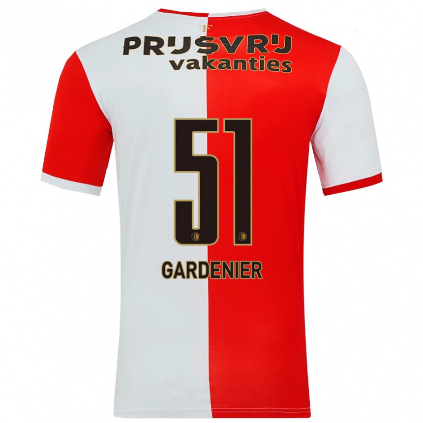 ילדים כדורגל Lucas Gardenier #51 אדום לבן ג'רזי ביתית 2025/26