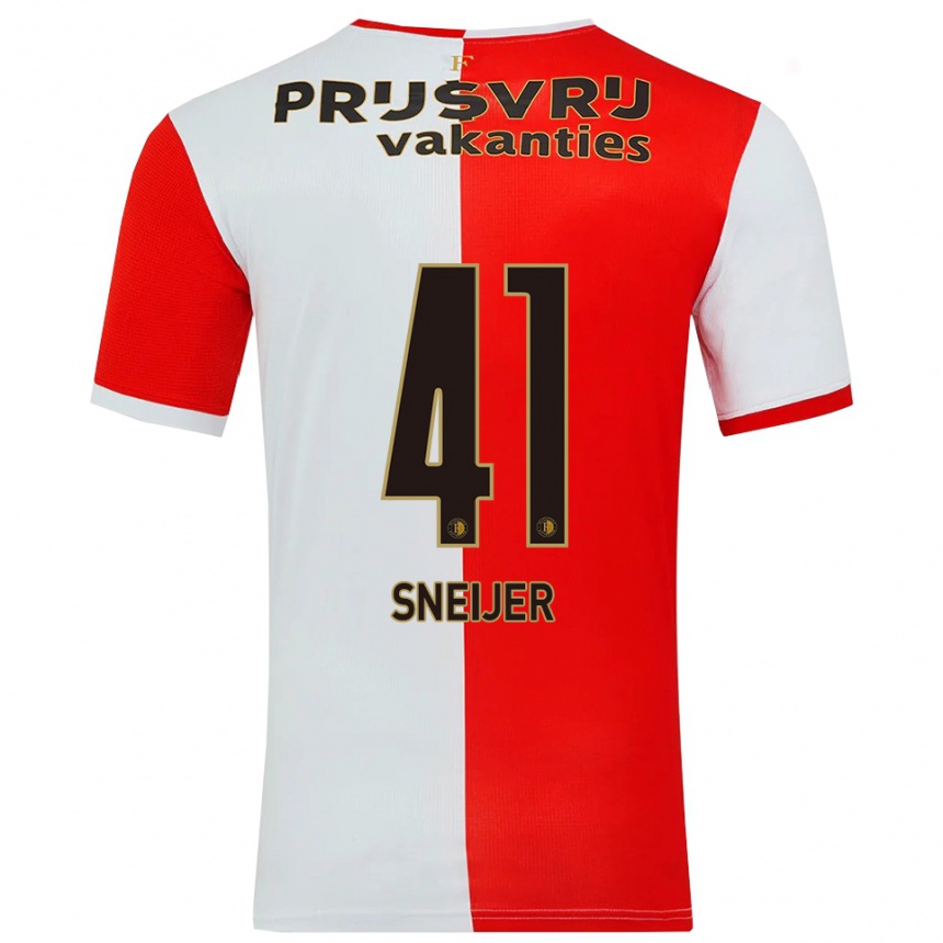 ילדים כדורגל Zino Sneijer #41 אדום לבן ג'רזי ביתית 2025/26