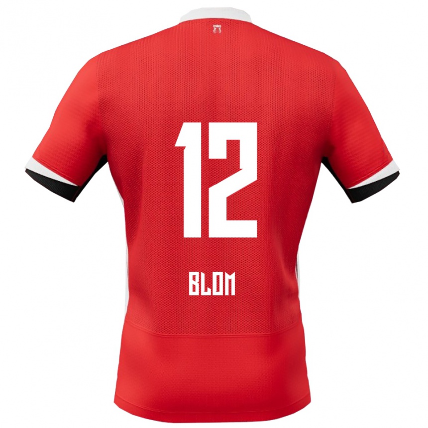 ילדים כדורגל Robin Blom #12 אדום לבן ג'רזי ביתית 2025/26