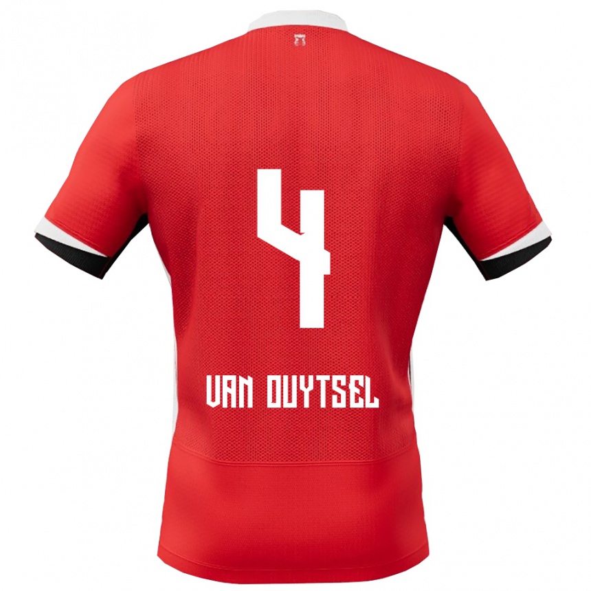 ילדים כדורגל Kevin Van Ouytsel #4 אדום לבן ג'רזי ביתית 2025/26