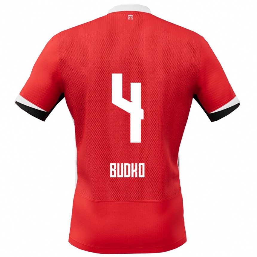 ילדים כדורגל Bogdan Budko #4 אדום לבן ג'רזי ביתית 2025/26