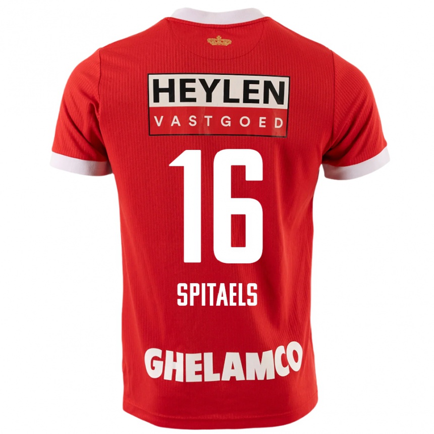 ילדים כדורגל Nathan Spitaels #16 אדום לבן ג'רזי ביתית 2025/26
