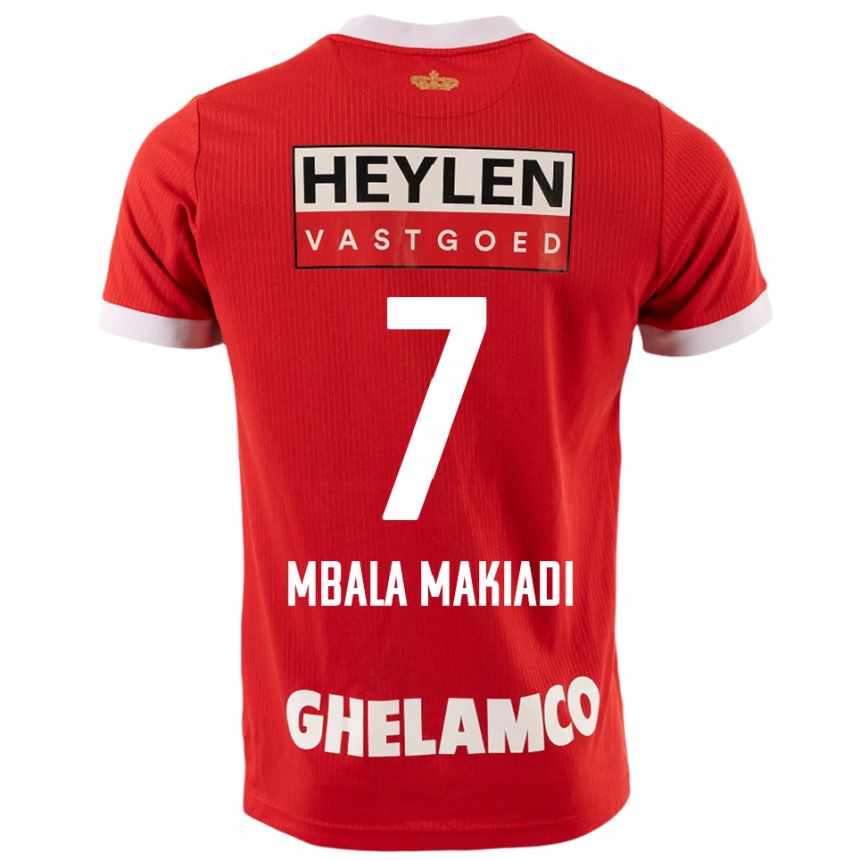 ילדים כדורגל Ravi Mbala Makiadi #7 אדום לבן ג'רזי ביתית 2025/26