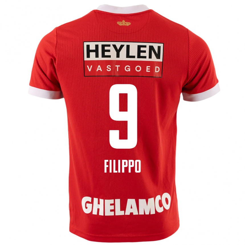ילדים כדורגל Niels Filippo #9 אדום לבן ג'רזי ביתית 2025/26