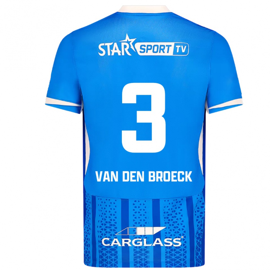 ילדים כדורגל Kobe Van Den Broeck #3 כחול לבן ג'רזי ביתית 2025/26