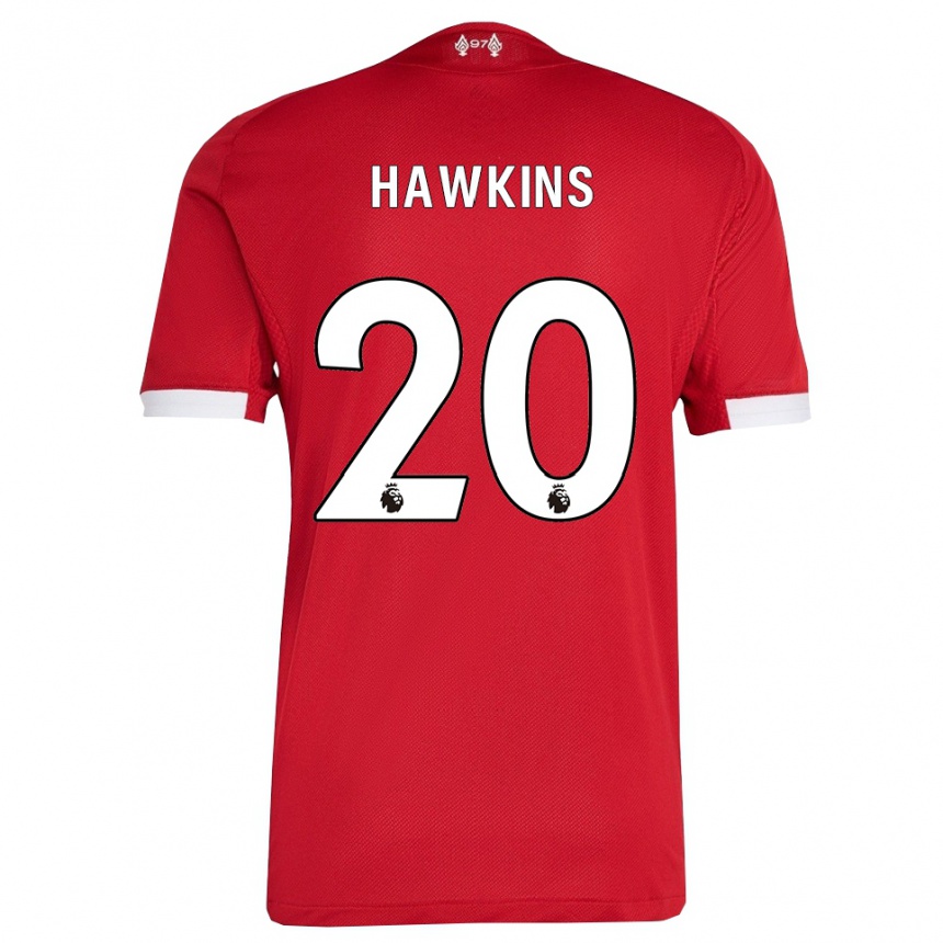 ילדים כדורגל Max Hawkins #20 אדום לבן ג'רזי ביתית 2025/26