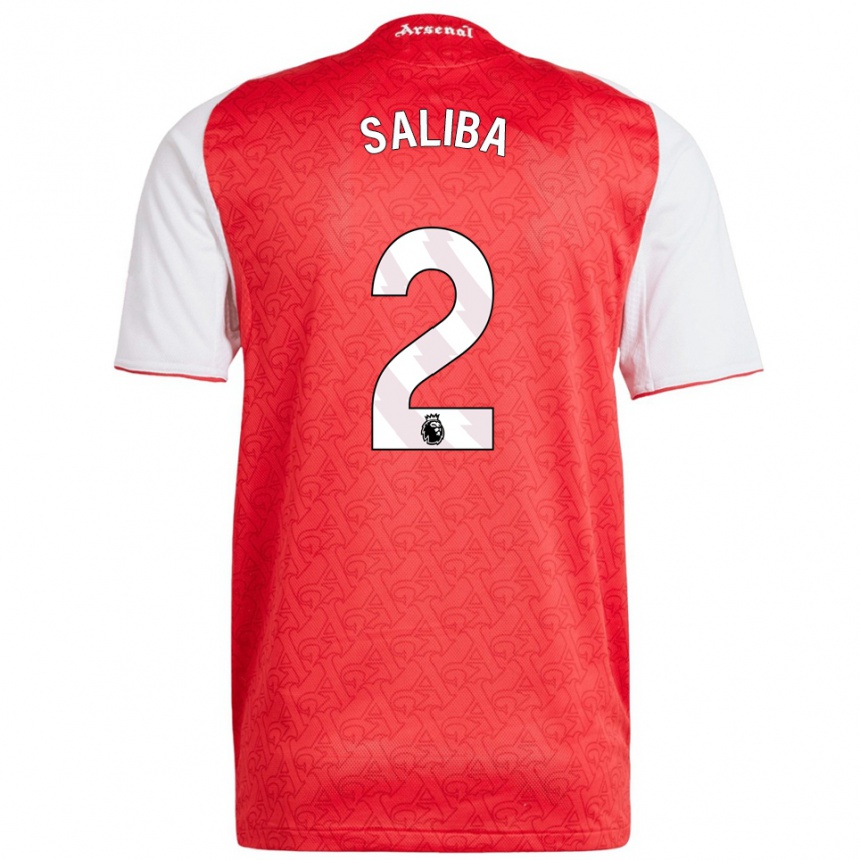 ילדים כדורגל ויליאם סאליבה #2 אדום לבן ג'רזי ביתית 2025/26