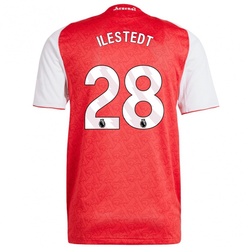 ילדים כדורגל אמנדה אילסטדט #28 אדום לבן ג'רזי ביתית 2025/26