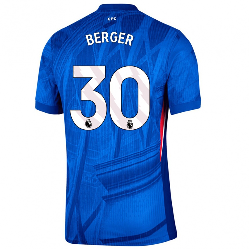 ילדים כדורגל אן-קטרין ברגר #30 כחול לבן ג'רזי ביתית 2025/26