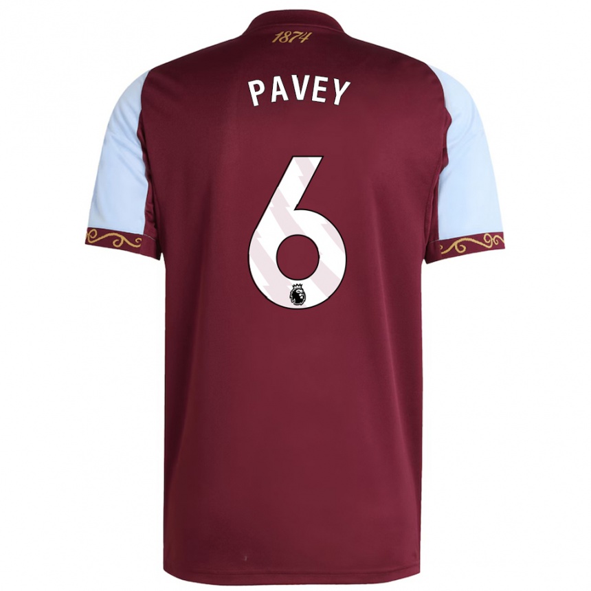 ילדים כדורגל Charlie Pavey #6 בורדו תכלת ג'רזי ביתית 2025/26
