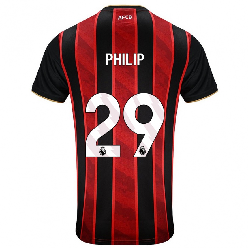 ילדים כדורגל פיליפ בילינג #29 אדום שחור ג'רזי ביתית 2025/26
