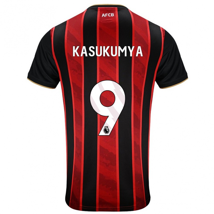 ילדים כדורגל Kashanga Kasukumya #9 אדום שחור ג'רזי ביתית 2025/26