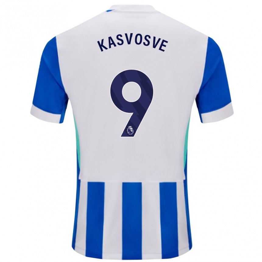 ילדים כדורגל Henry Kasvosve #9 כחול לבן ג'רזי ביתית 2025/26