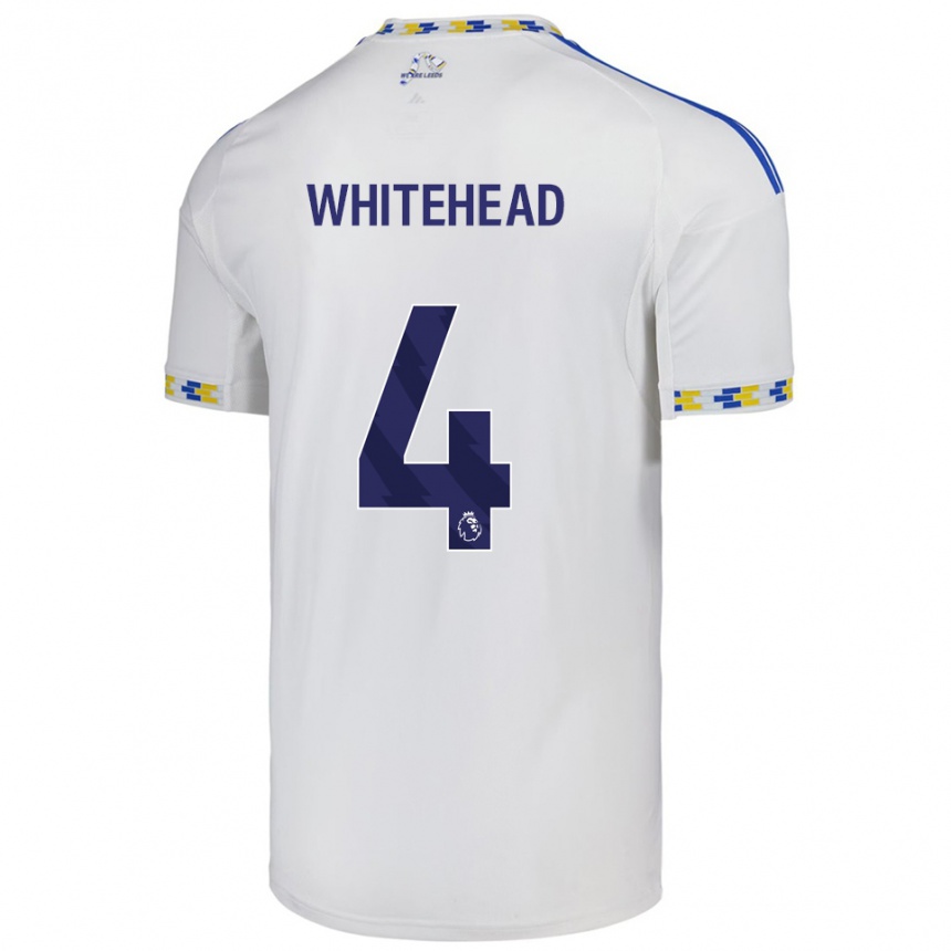 ילדים כדורגל Louie Whitehead #4 לבן כחול ג'רזי ביתית 2025/26