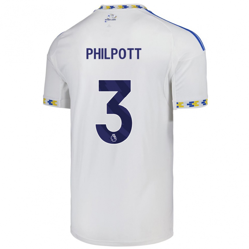 ילדים כדורגל Louie Philpott #3 לבן כחול ג'רזי ביתית 2025/26