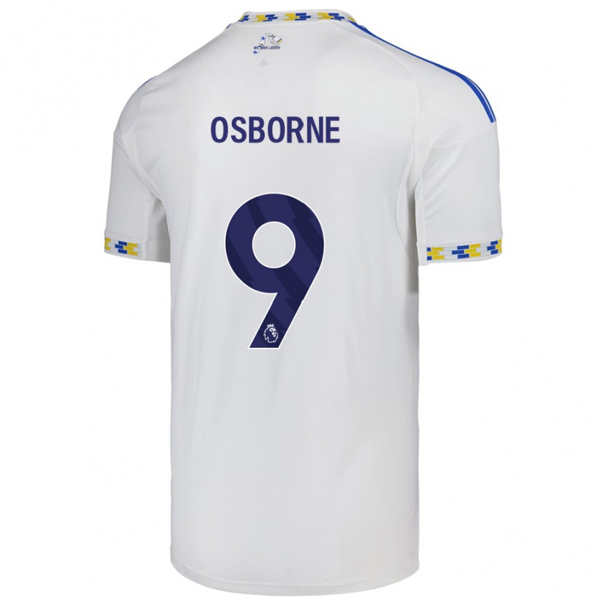 ילדים כדורגל Jemimah Osborne #9 לבן כחול ג'רזי ביתית 2025/26
