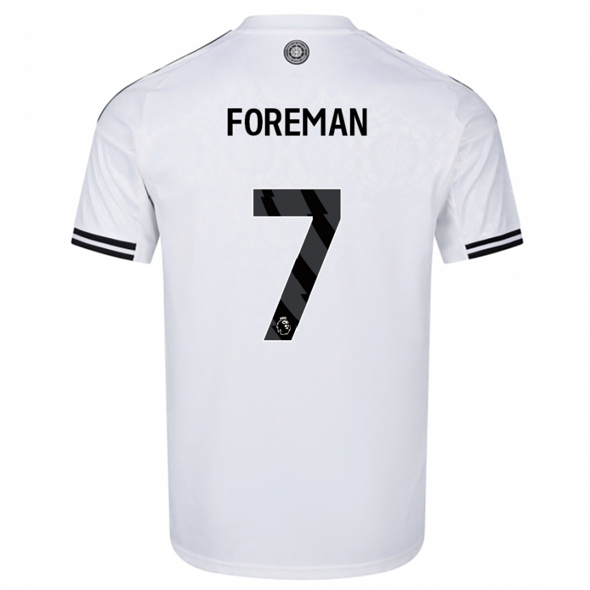 ילדים כדורגל Tia Foreman #7 לבן שחור ג'רזי ביתית 2025/26