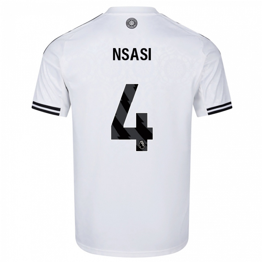 ילדים כדורגל Eddie Nsasi #4 לבן שחור ג'רזי ביתית 2025/26