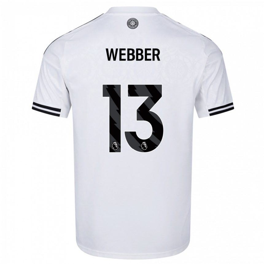 ילדים כדורגל Amber Webber #13 לבן שחור ג'רזי ביתית 2025/26